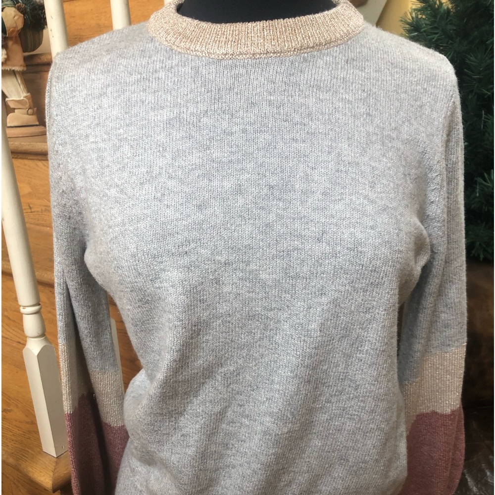 cupcakes & cashmere Heather Gray Sweater with Blush Accents